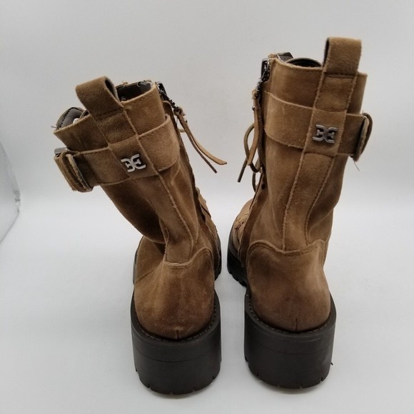 Sam Edelman Women Brown Suede Zip Junip Combat Boots 7 - Picture 5 of 7